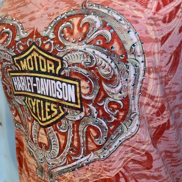 Harley-Davidson Motorcycles Women’s V-Neck Embellished Tee Shirt Size Medium - Picture 5 of 11